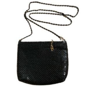 Vintage Small Black Mesh Metal Evening Shoulder Bag Purse with Gold charm
